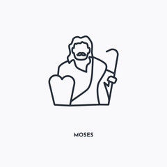 Moses outline icon. Simple linear element illustration. Isolated line Moses icon on white background. Thin stroke sign can be used for web, mobile and UI.