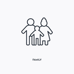 Obraz premium Family outline icon. Simple linear element illustration. Isolated line Family icon on white background. Thin stroke sign can be used for web, mobile and UI.