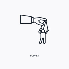 Puppet outline icon. Simple linear element illustration. Isolated line Puppet icon on white background. Thin stroke sign can be used for web, mobile and UI.