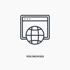 web browser outline icon. Simple linear element illustration. Isolated line web browser icon on white background. Thin stroke sign can be used for web, mobile and UI.