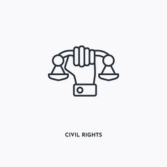 Civil rights outline icon. Simple linear element illustration. Isolated line Civil rights icon on white background. Thin stroke sign can be used for web, mobile and UI.