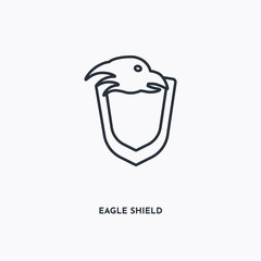 Eagle shield outline icon. Simple linear element illustration. Isolated line Eagle shield icon on white background. Thin stroke sign can be used for web, mobile and UI.
