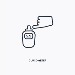 Glucometer outline icon. Simple linear element illustration. Isolated line Glucometer icon on white background. Thin stroke sign can be used for web, mobile and UI.