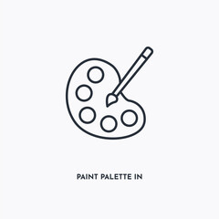 paint palette in glyph outline icon. Simple linear element illustration. Isolated line paint palette in glyph icon on white background. Thin stroke sign can be used for web, mobile and UI.