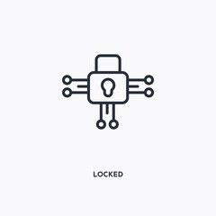 locked outline icon. Simple linear element illustration. Isolated line locked icon on white background. Thin stroke sign can be used for web, mobile and UI.