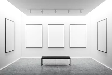 Tuinposter White art gallery interior with mock up posters © ImageFlow