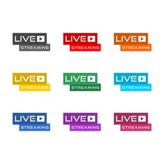 Set of live streaming icons on white background