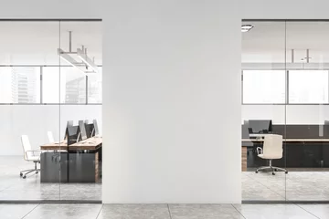 Foto op Plexiglas White office interior with mock up wall © ImageFlow