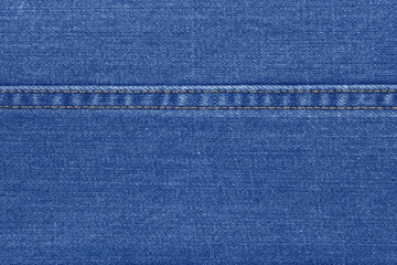 Blue Denim or jeans fabric with seam texture abstract background