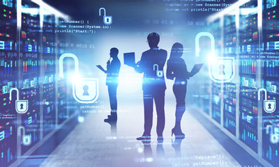 IT crew in data center, cyber security