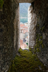 Old walls in Kotor town, Montenegro