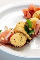 Gourmet food in the restaurant.  Tasty food. 