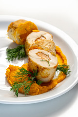 Gourmet food in the restaurant.  Tasty food. 