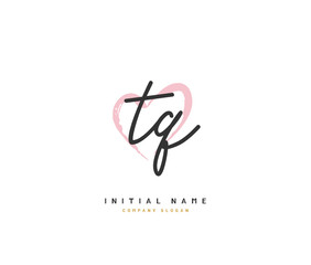 T Q TQ Beauty vector initial logo, handwriting logo of initial signature, wedding, fashion, jewerly, boutique, floral and botanical with creative template for any company or business.