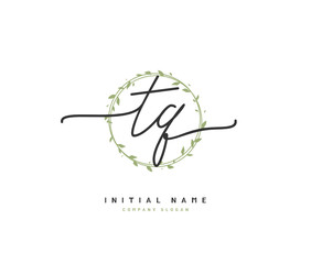 T Q TQ Beauty vector initial logo, handwriting logo of initial signature, wedding, fashion, jewerly, boutique, floral and botanical with creative template for any company or business.