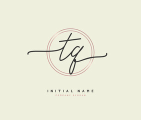 T Q TQ Beauty vector initial logo, handwriting logo of initial signature, wedding, fashion, jewerly, boutique, floral and botanical with creative template for any company or business.