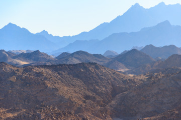Fototapeta premium View of Arabian desert and mountain range Red Sea Hills in Egypt
