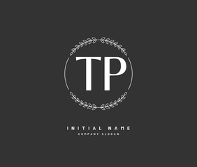 T P TP Beauty vector initial logo, handwriting logo of initial signature, wedding, fashion, jewerly, boutique, floral and botanical with creative template for any company or business.