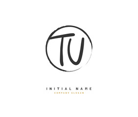 Fototapeta premium T U TU Beauty vector initial logo, handwriting logo of initial signature, wedding, fashion, jewerly, boutique, floral and botanical with creative template for any company or business.