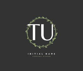 T U TU Beauty vector initial logo, handwriting logo of initial signature, wedding, fashion, jewerly, boutique, floral and botanical with creative template for any company or business.