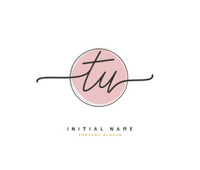 T U TU Beauty vector initial logo, handwriting logo of initial signature, wedding, fashion, jewerly, boutique, floral and botanical with creative template for any company or business.