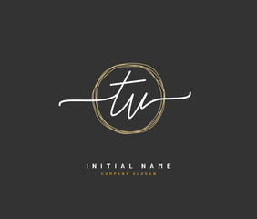 T V TV Beauty vector initial logo, handwriting logo of initial signature, wedding, fashion, jewerly, boutique, floral and botanical with creative template for any company or business.