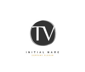 T V TV Beauty vector initial logo, handwriting logo of initial signature, wedding, fashion, jewerly, boutique, floral and botanical with creative template for any company or business.