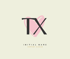 T X TX Beauty vector initial logo, handwriting logo of initial signature, wedding, fashion, jewerly, boutique, floral and botanical with creative template for any company or business.
