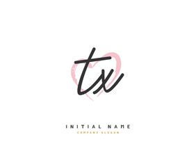 T X TX Beauty vector initial logo, handwriting logo of initial signature, wedding, fashion, jewerly, boutique, floral and botanical with creative template for any company or business.