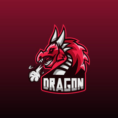 angry dragon logo illustration for your team gaming vector template