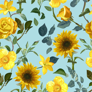 Yellow Flower Seamless Pattern