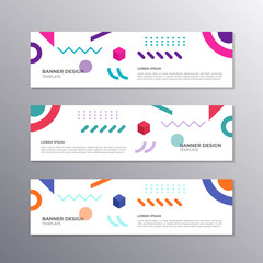 Banner with minimal design, cool geometric memphis background