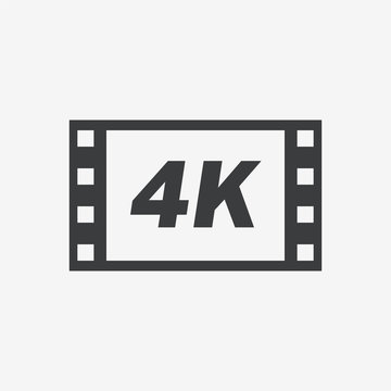 4K Cinema Film Flat Vector Icon