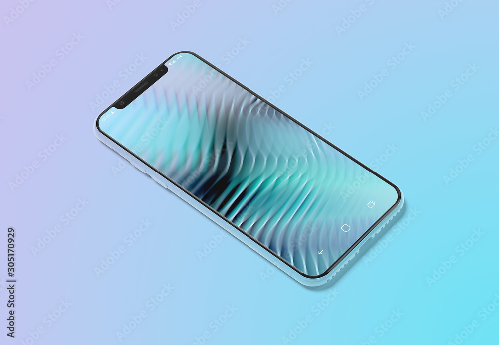 Poster Modern smartphone mockup on gradient background 3D rendering