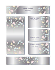 Fototapeta na wymiar Floral patterns of different sizes with flowers in pastel colors. For romantic design, announcements, greeting cards, advertisement. Vector EPS10