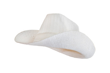 white cowboy woven hats on a white background