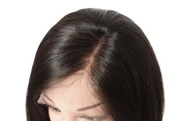 Side part short straight black human hair lace weaves  bob wigs