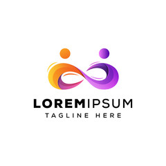 infinity people logo design premium vector