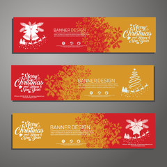 Set template design Merry Christmas horizontal banner. Christmas offer. Vector.