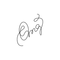 Omg hand lettering small tattoo, continuous line drawing, inspirational text, print for clothes, t-shirt, emblem or logo design, one single line on a white background, isolated vector.