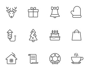 christmas outline vector icons set isolated on white background. christmas holiday line icons for web, mobile and ui design.