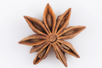 Chinese star anise seed isolated over the white background