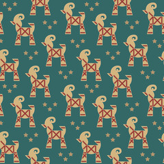 Seamless pattern Christmas goat, vector