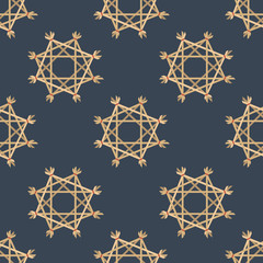 Seamless pattern straw star in Christmas, vector