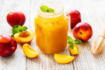 Nectarine juice with fresh fruits