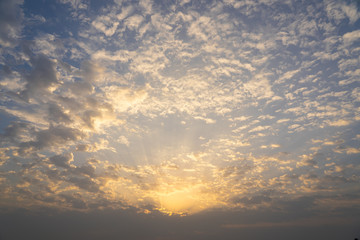 View of sky with sun rise beside ganga river.