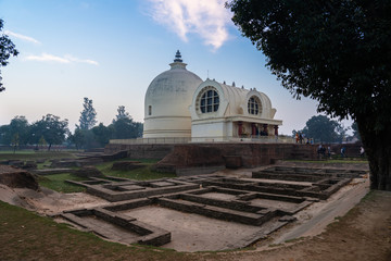 View of  Parinirvana Stupa and temple place for Buddhist pilgrimage site and this place of Buddha attained Parinirvana after his death