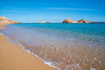 Stickers pour porte Cala Pregonda, île de Minorque, Espagne Cala Pregonda, une des plus belles plages de Minorque, îles Baléares