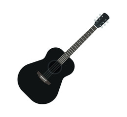 Obraz na płótnie Canvas Black cartoon style acoustic guitar. Western cowboy style simple shape. Vector illustration image. Isolated on white background.