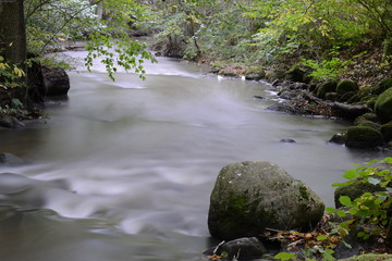 Long exposure stillwater river stone